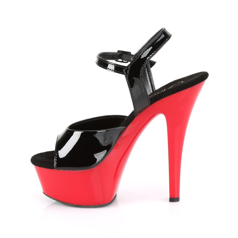 Pleaser Kiss-209 Women's Platform Heels Sandals Black / Red | NZ DUKBSZ