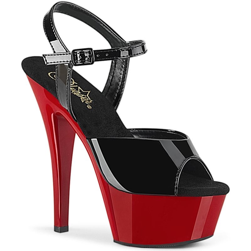 Pleaser Kiss-209 Women\'s Platform Heels Sandals Black / Red | NZ DUKBSZ