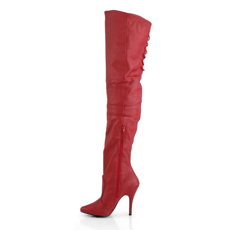 Pleaser Legend-8899 Women's Thigh High Boots Red | NZ QRZXOD