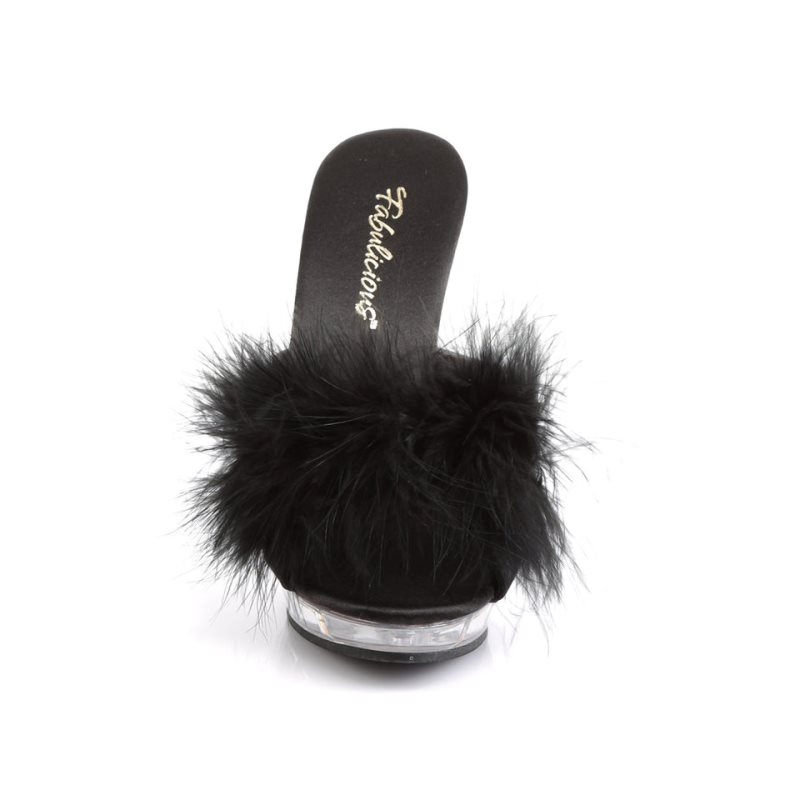 Pleaser Lip-101-8 Women's Platform Slides Black / Clear | NZ QYMUFL