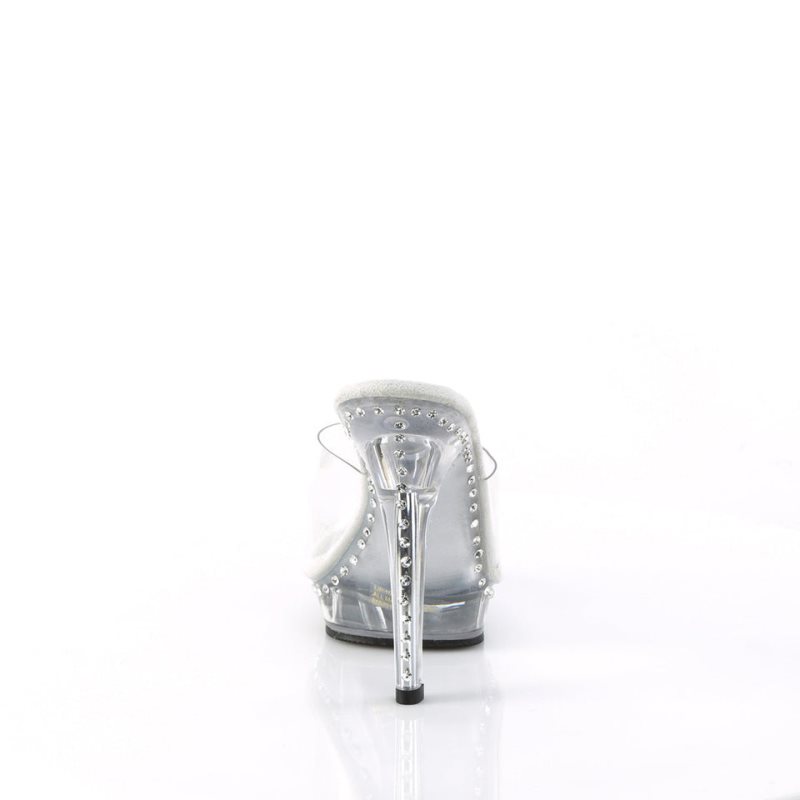 Pleaser Lip-101LS Women's Platform Slides Clear | NZ YKWGRF