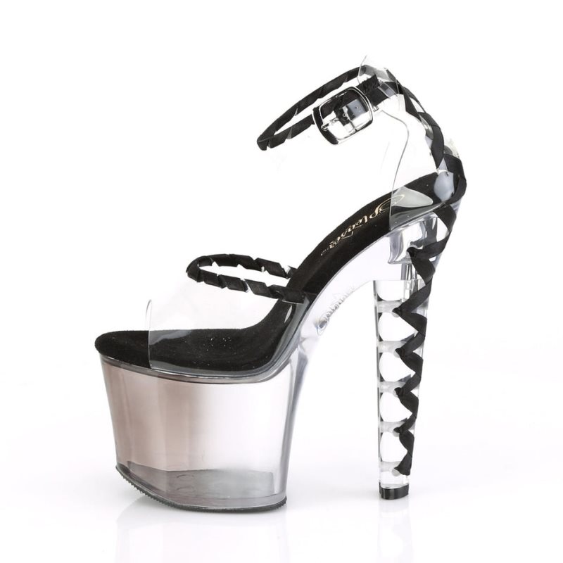 Pleaser Lovesick-712T Women's Platform Heels Sandals Black / Clear | NZ QWLNPB