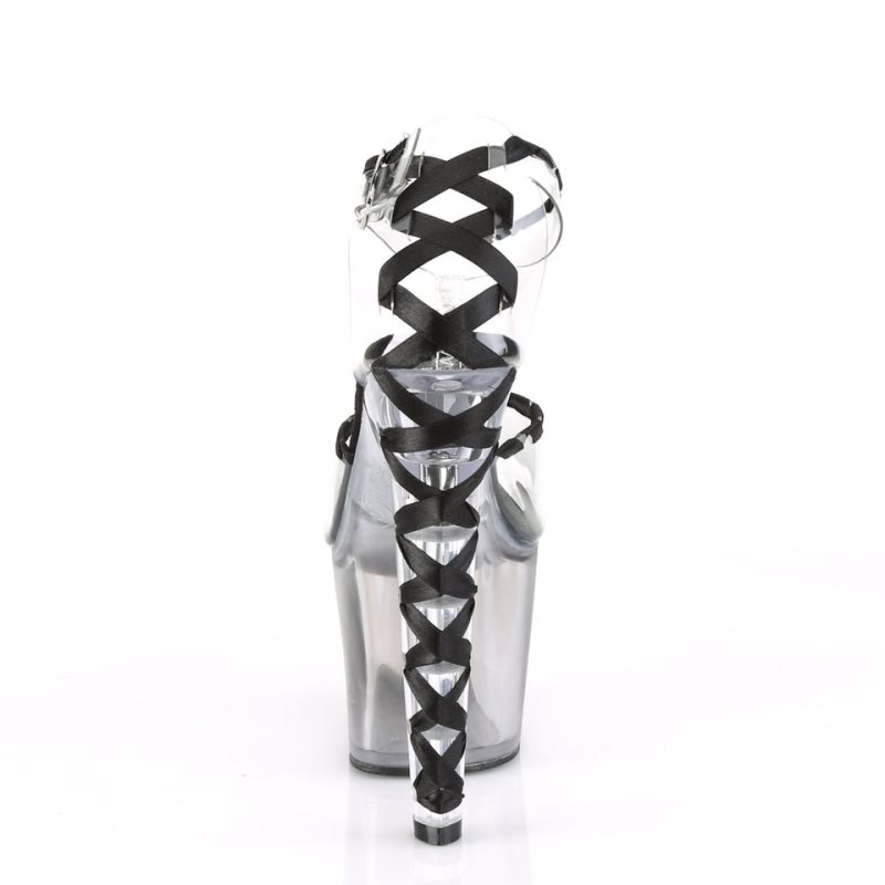 Pleaser Lovesick-712T Women's Platform Heels Sandals Black / Clear | NZ QWLNPB