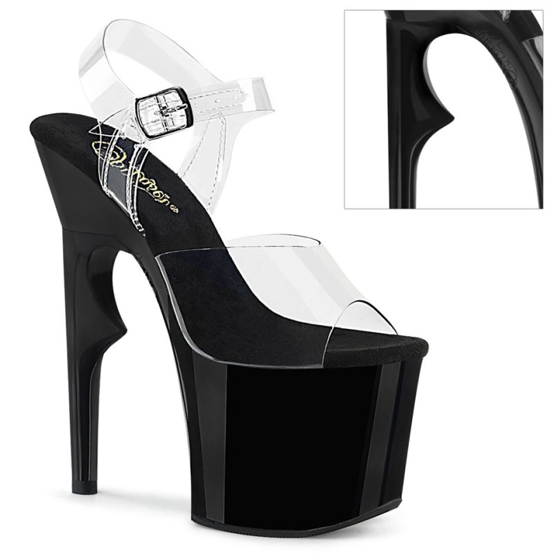 Pleaser Lovethorn-708 Women\'s Platform Heels Sandals Black / Clear | NZ UQFCVZ