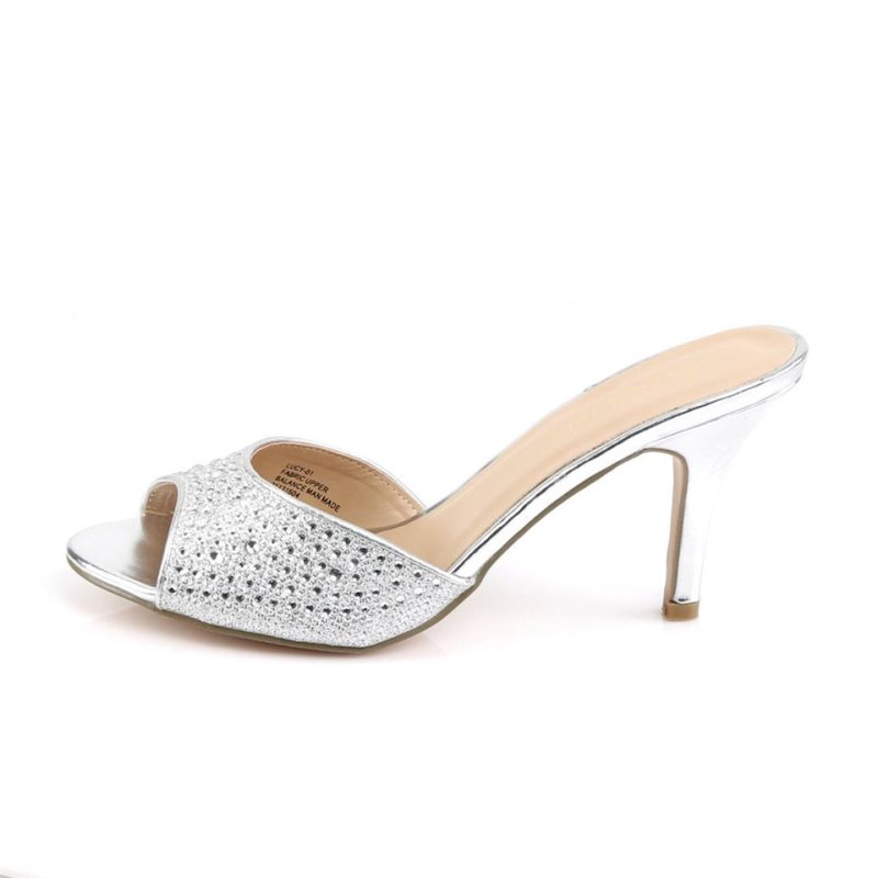 Pleaser Lucy-01 Women's Slides Silver | NZ RJOYNS