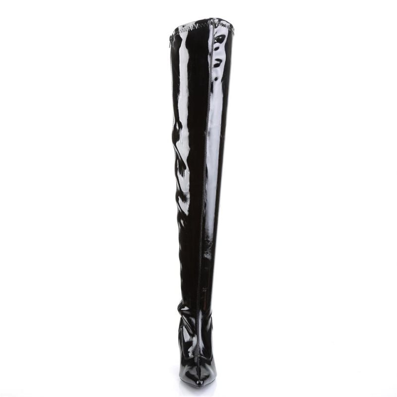 Pleaser Lust-3000 Women's Thigh High Boots Black | NZ HXLYAT