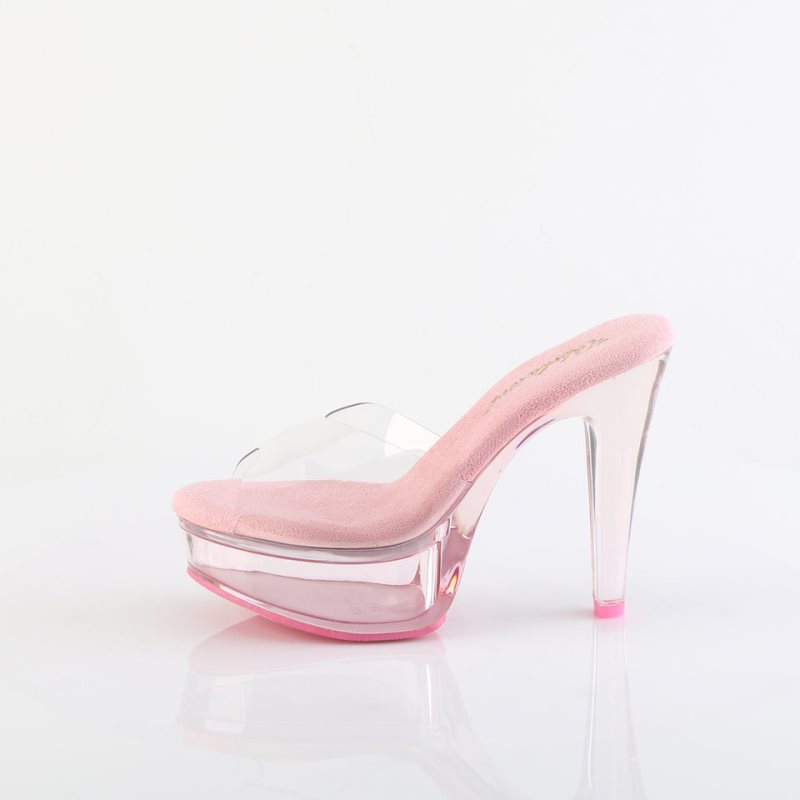 Pleaser Martini-501 Women's Platform Slides Pink / Clear | NZ QSDVFL