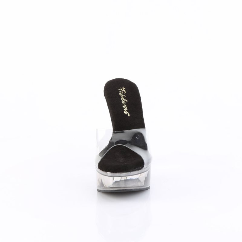 Pleaser Martini-501 Women's Platform Slides Grey / Clear | NZ WQYKIT