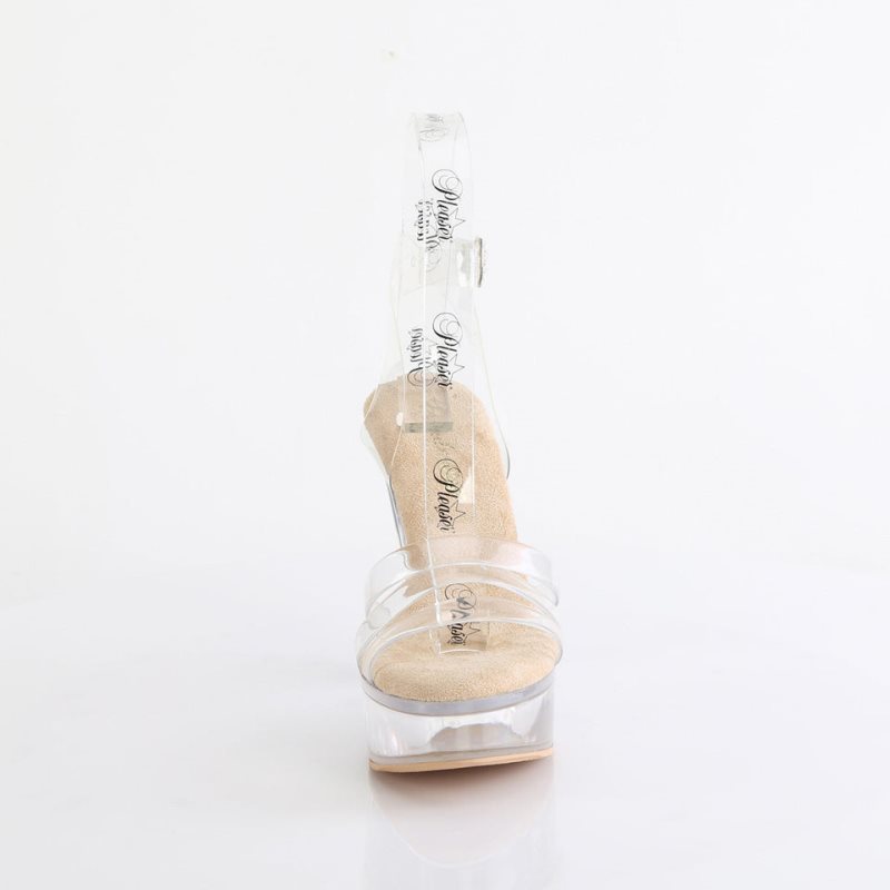 Pleaser Martini-505 Women's Platform Heels Sandals Beige / Clear | NZ THBFYC