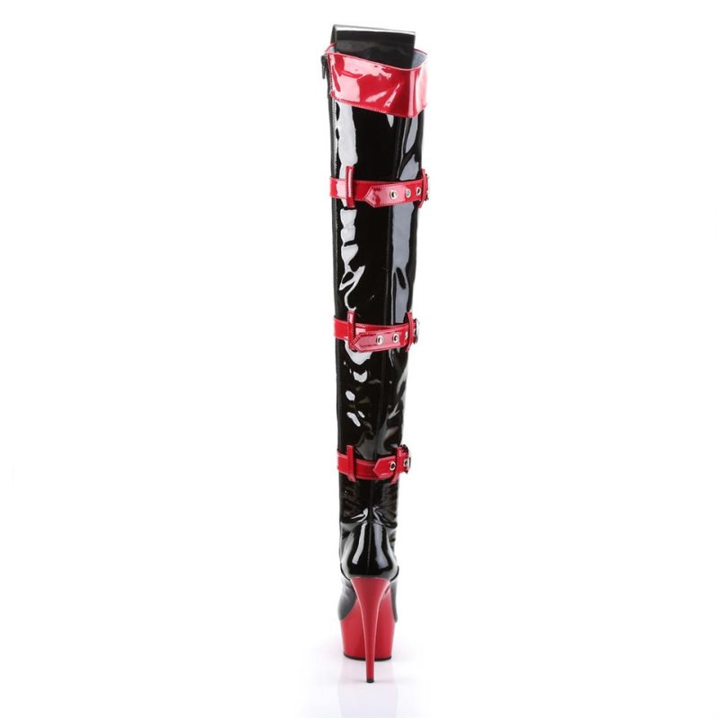 Pleaser Medic-3028 Women's Thigh High Boots Black / Red | NZ NYUJDS