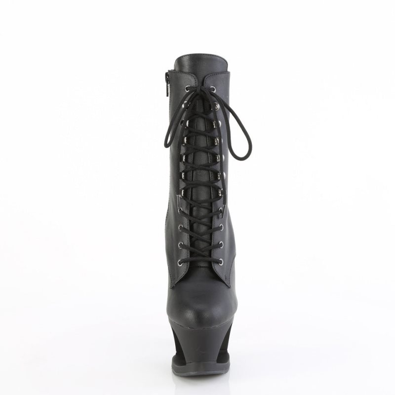 Pleaser Moon-1020SK Vegan Leather Women's Heels Boots Black | NZ DSJFHY