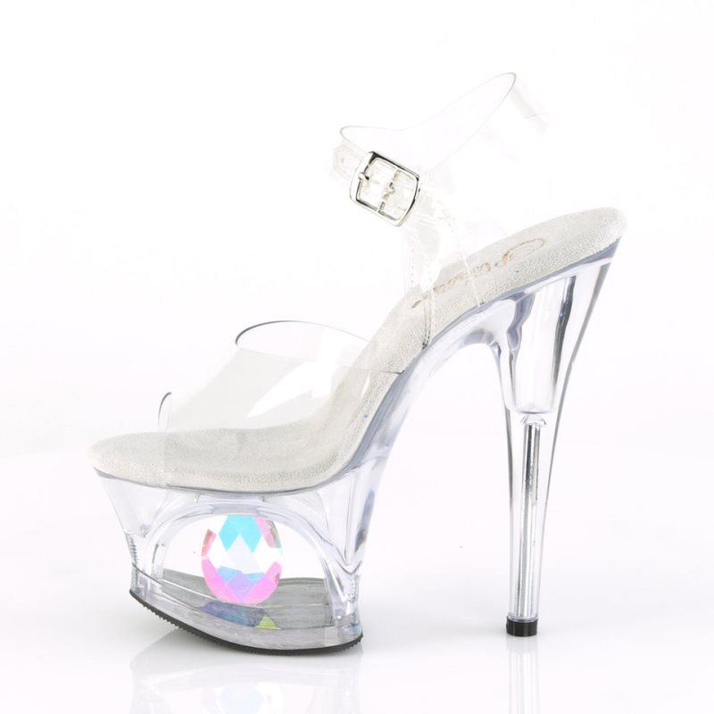 Pleaser Moon-708DIA Women's Platform Heels Sandals Clear | NZ TRBJCU