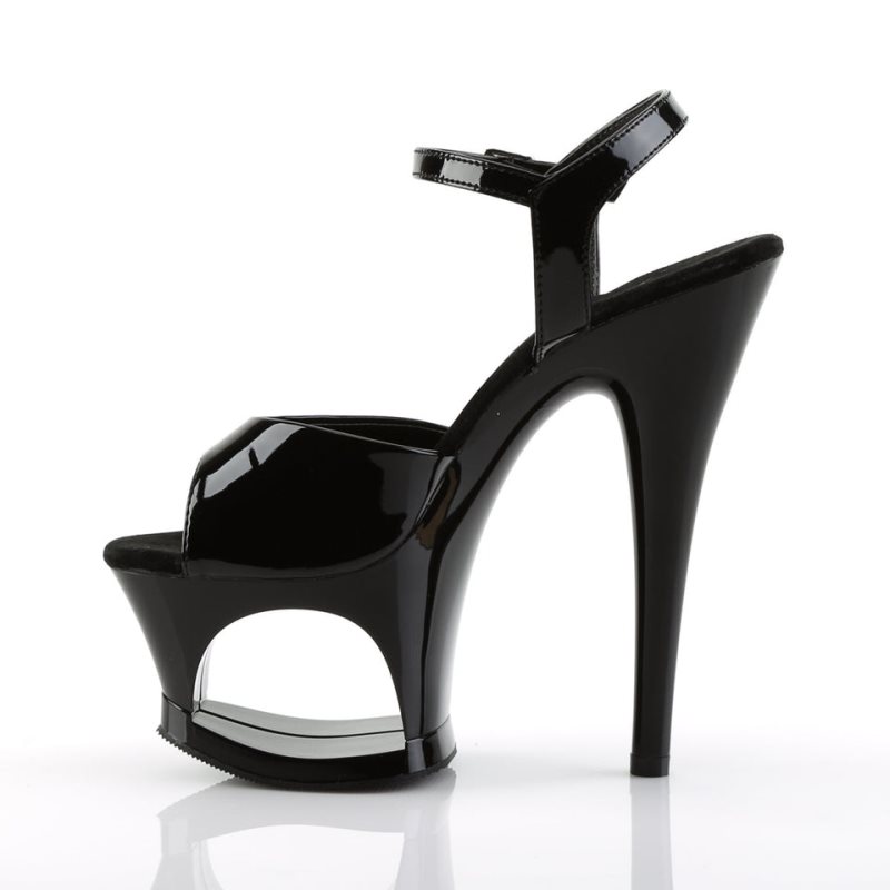 Pleaser Moon-709 Women's Platform Heels Sandals Black | NZ UITLQK