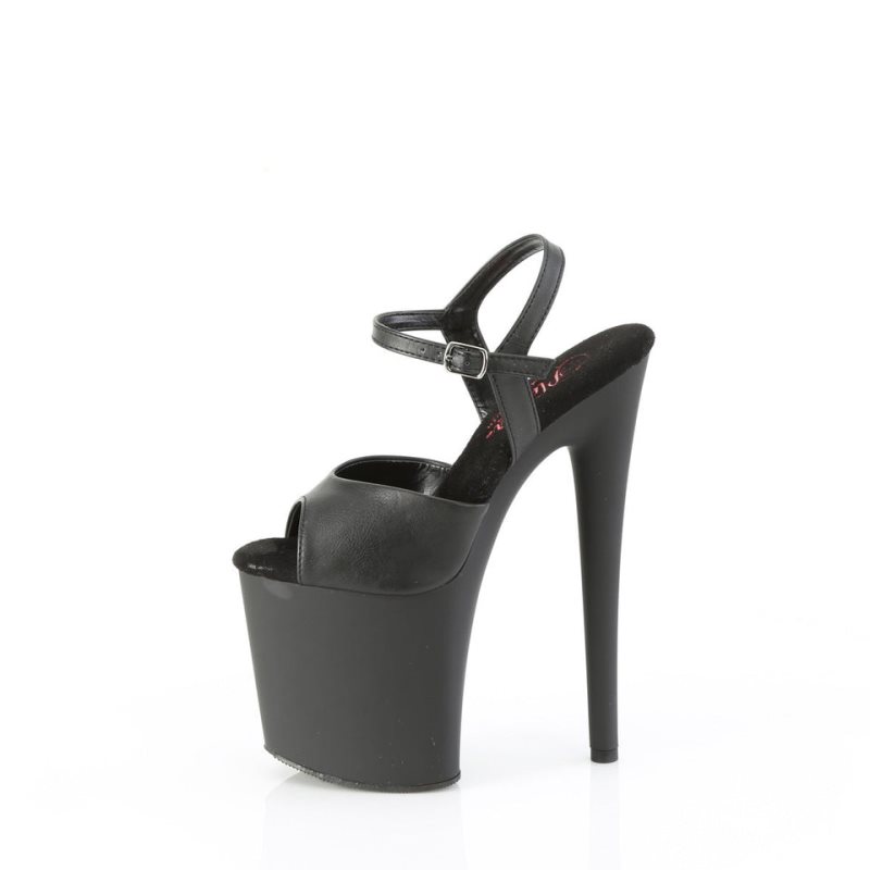 Pleaser Naughty-809 Vegan Leather Women's Platform Heels Sandals Black | NZ JNHEXQ