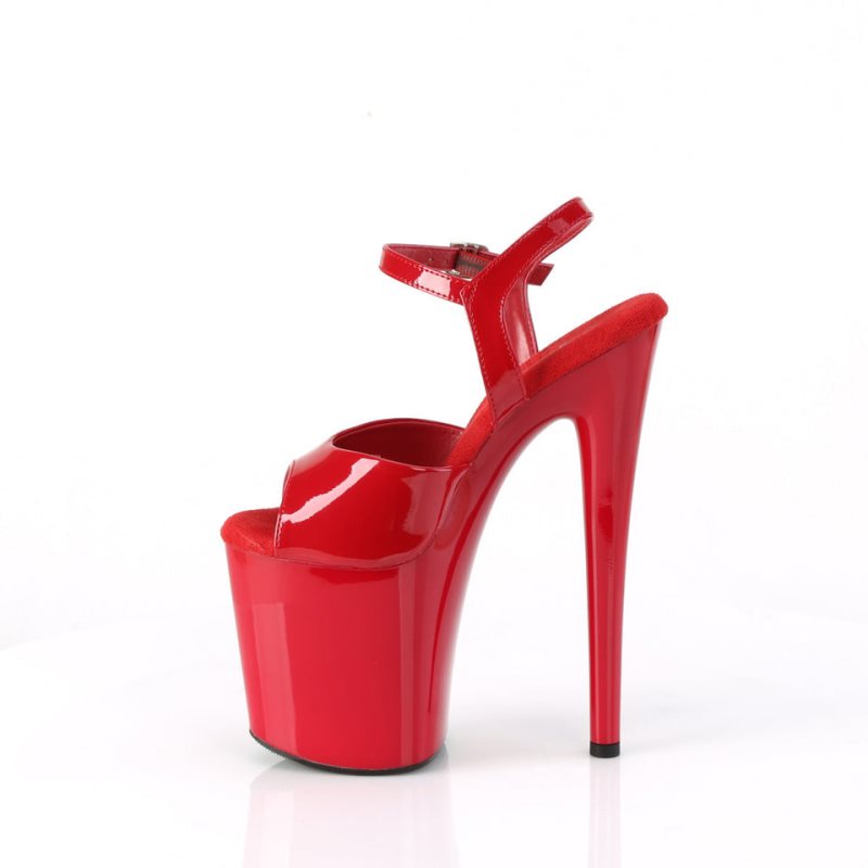 Pleaser Naughty-809 Women's Platform Heels Sandals Red | NZ IOXFBV