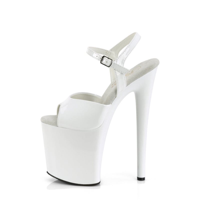 Pleaser Naughty-809 Women's Platform Heels Sandals White | NZ VBOIUQ