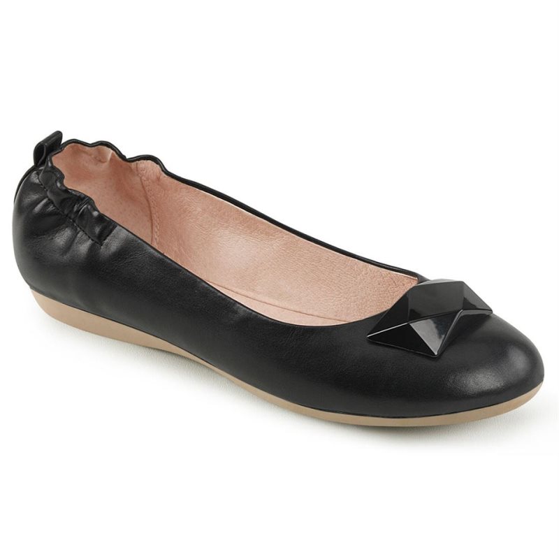 Pleaser Olive-08 Vegan Leather Women\'s Ballet Flats Black | NZ VOSGXR