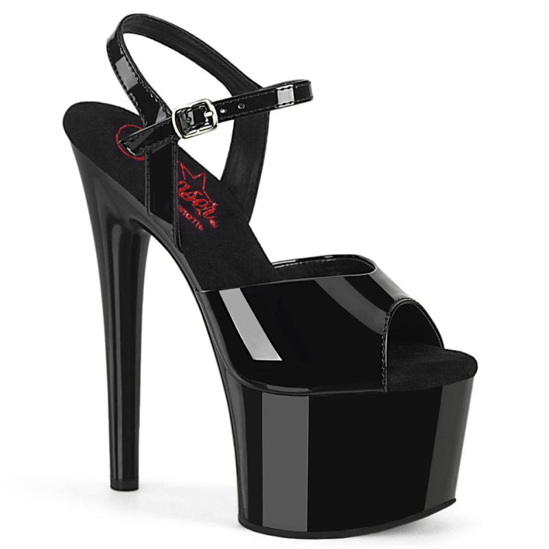 Pleaser Passion-709 Women\'s Platform Heels Sandals Black | NZ CSTNBY