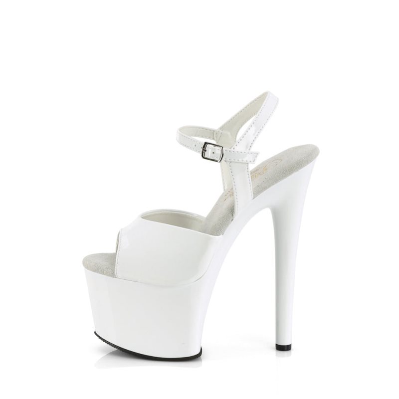 Pleaser Passion-709 Women's Platform Heels Sandals White | NZ MHGBET