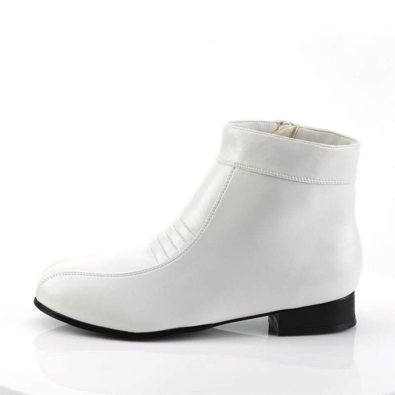 Pleaser Pimp-50 Vegan Leather Men's Ankle Boots White | NZ TPFJOL