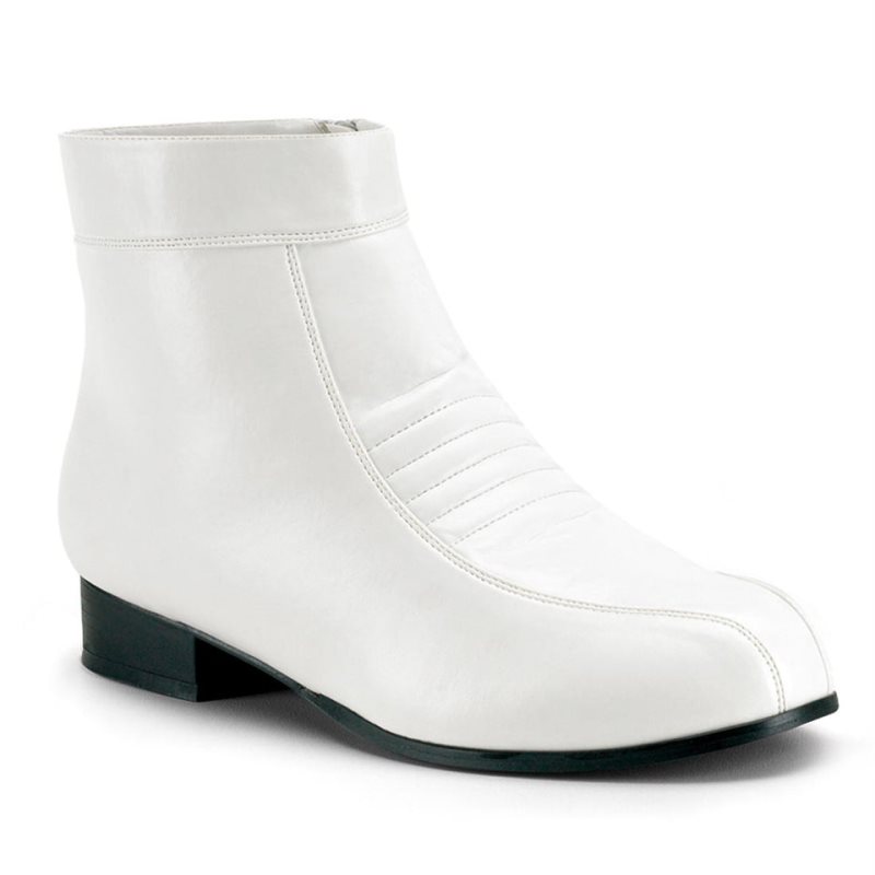 Pleaser Pimp-50 Vegan Leather Men\'s Ankle Boots White | NZ TPFJOL