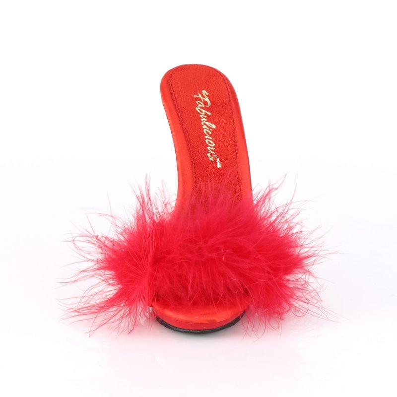 Pleaser Poise-501F Women's Platform Slides Red | NZ LSUWPO