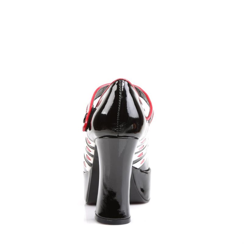 Pleaser Queen-55 Women's Pumps Black / White | NZ QMABIK