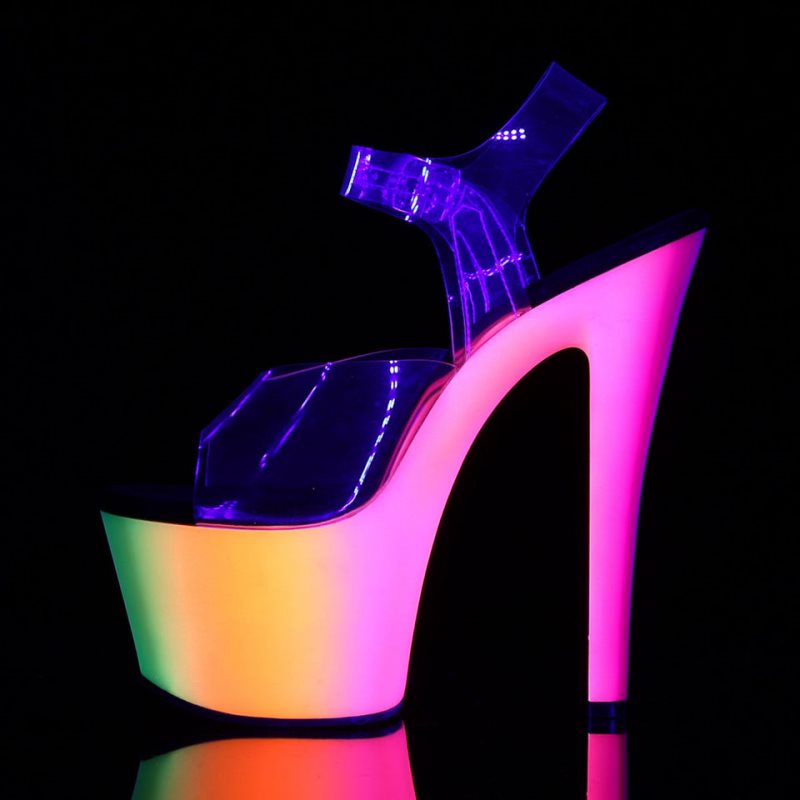 Pleaser Rainbow-308UV Women's Platform Heels Sandals Multicolor / Clear | NZ TNWJKM