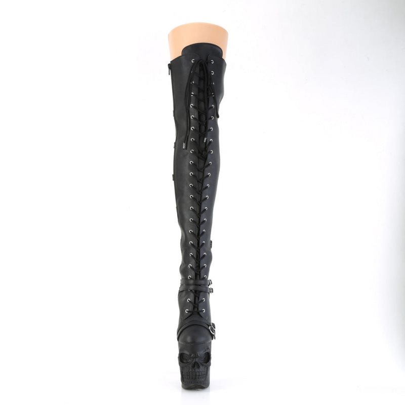 Pleaser Rapture-3045 Vegan Leather Women's Thigh High Boots Black | NZ SEXBIL