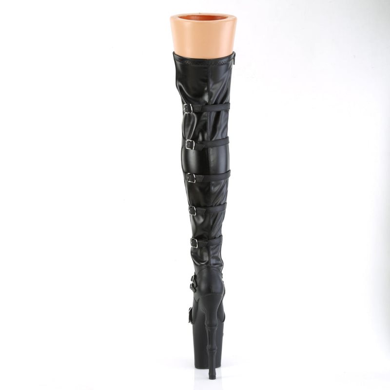 Pleaser Rapture-3045 Vegan Leather Women's Thigh High Boots Black | NZ SEXBIL