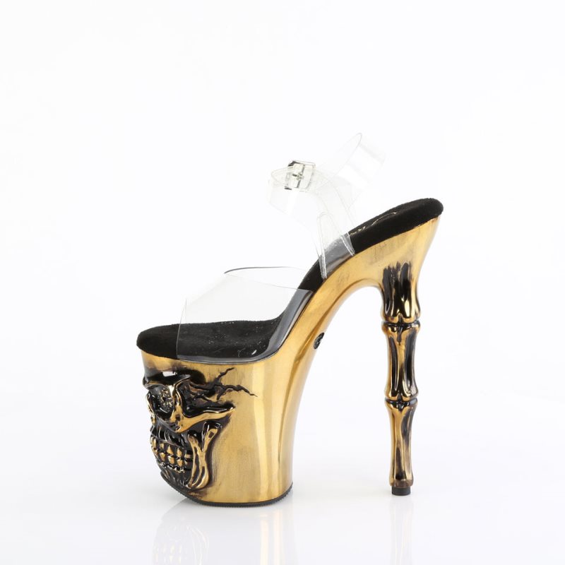 Pleaser Rapture-808-LT Women's Platform Heels Sandals Gold / Clear | NZ YFIKSG