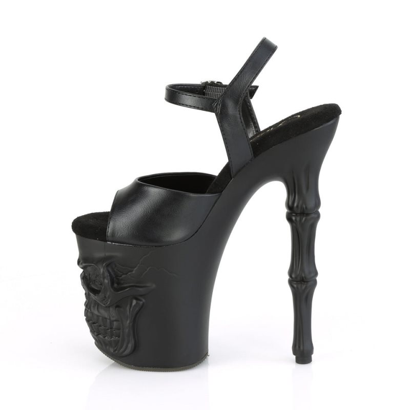 Pleaser Rapture-809 Vegan Leather Women's Platform Heels Sandals Black | NZ FASCRZ