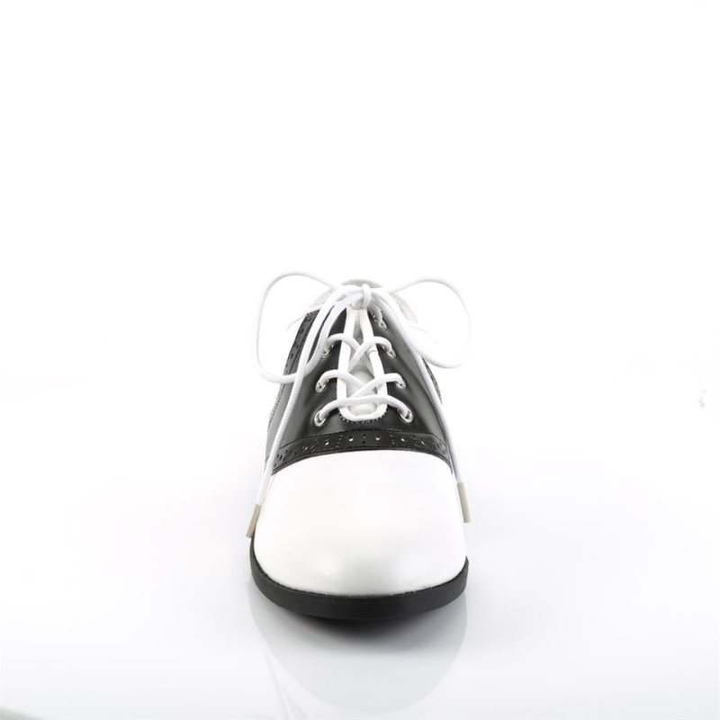 Pleaser Saddle-50 Vegan Leather Men's Derby Shoes Black / White | NZ JXGIWR