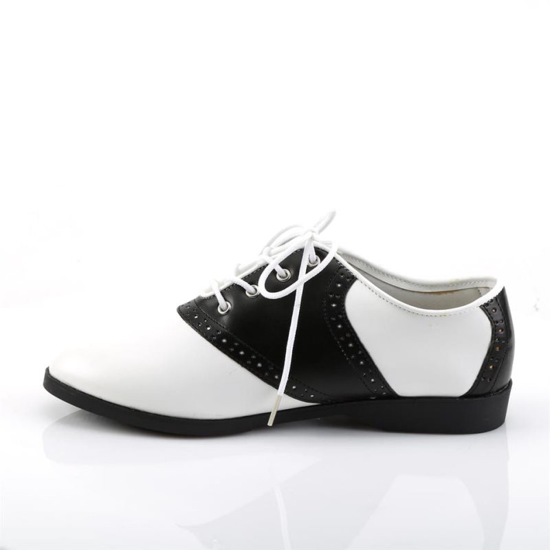 Pleaser Saddle-50 Vegan Leather Men's Derby Shoes Black / White | NZ JXGIWR