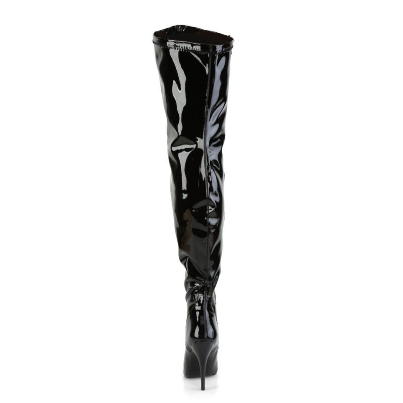 Pleaser Seduce-3000WC Women's Thigh High Boots Black | NZ WZUARQ