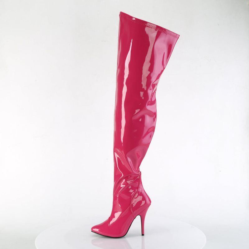 Pleaser Seduce-3000WC Women's Thigh High Boots Pink | NZ GMPXTF