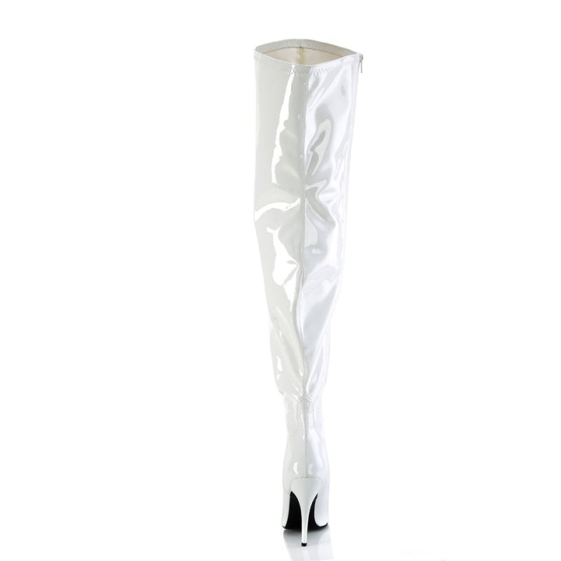 Pleaser Seduce-3000WC Women's Thigh High Boots White | NZ HJMEBU