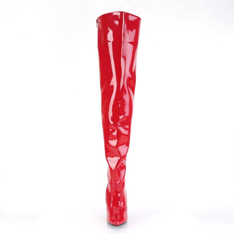 Pleaser Seduce-3010 Women's Thigh High Boots Red | NZ QLSGFN