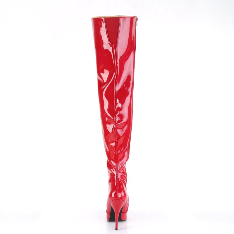 Pleaser Seduce-3010 Women's Thigh High Boots Red | NZ QLSGFN