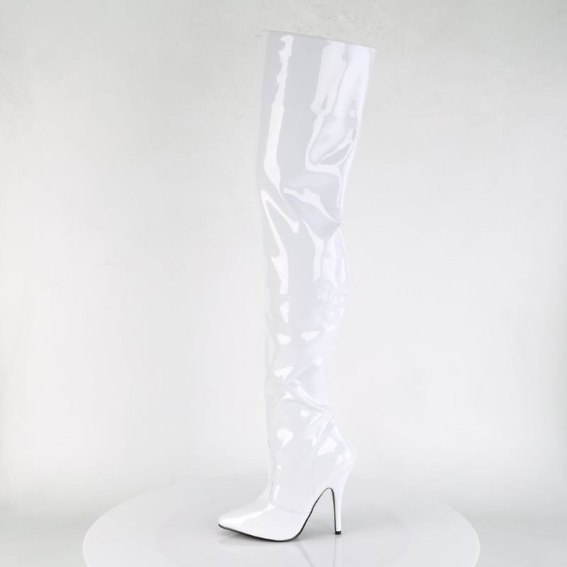 Pleaser Seduce-3010 Women's Thigh High Boots White | NZ YSJTXA