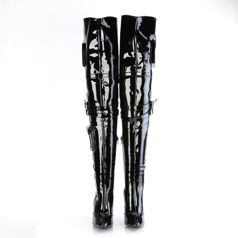 Pleaser Seduce-3019 Women's Thigh High Boots Black | NZ URGFVE