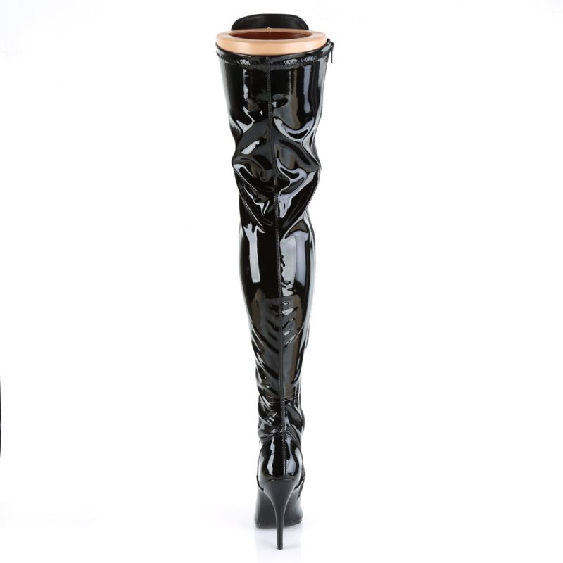 Pleaser Seduce-3024 Women's Thigh High Boots Black | NZ FWAUHD