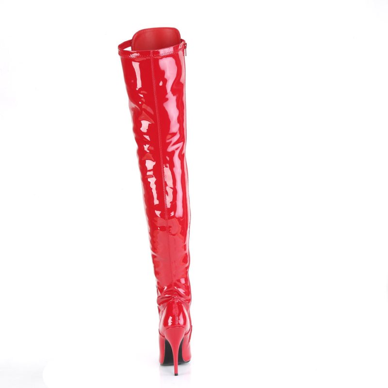 Pleaser Seduce-3024 Women's Thigh High Boots Red | NZ ESMQGJ