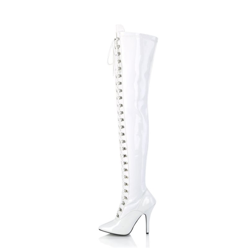 Pleaser Seduce-3024 Women's Thigh High Boots White | NZ FMSCAQ