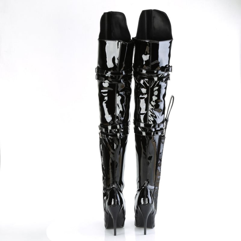 Pleaser Seduce-3080 Women's Thigh High Boots Black | NZ RHEAJM