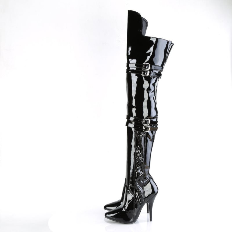 Pleaser Seduce-3080 Women's Thigh High Boots Black | NZ RHEAJM