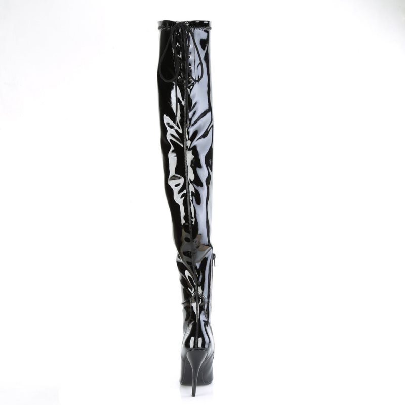 Pleaser Seduce-4000SLT Women's Thigh High Boots Black | NZ DEXJCV