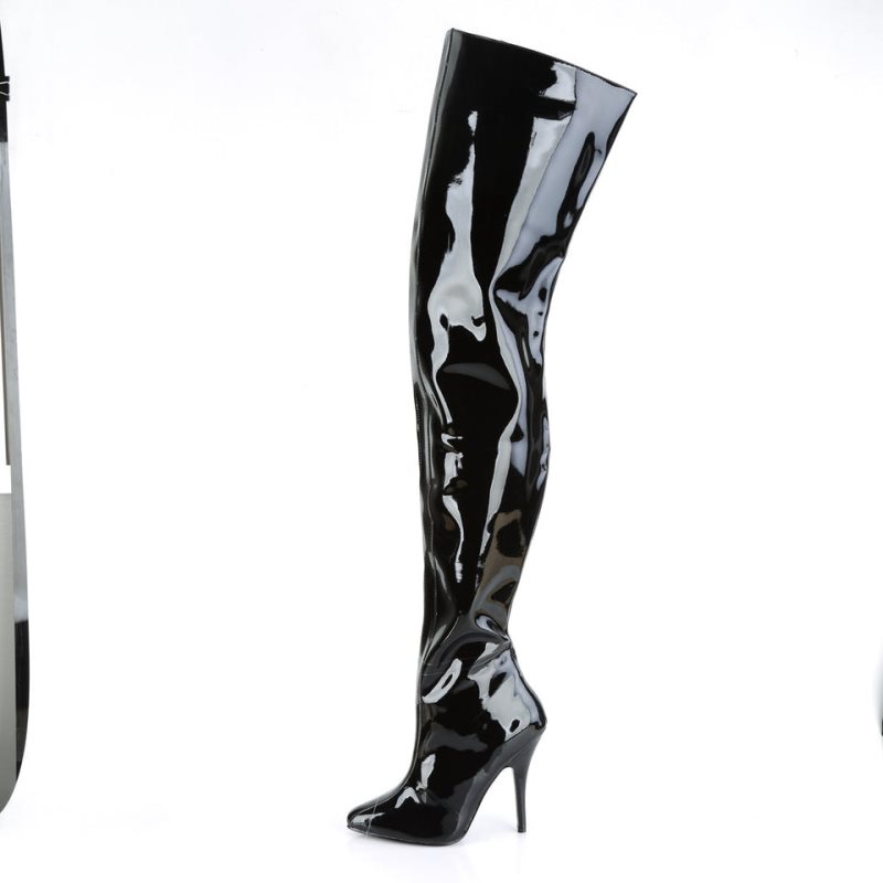 Pleaser Seduce-4010 Women's Thigh High Boots Black | NZ QZDULJ