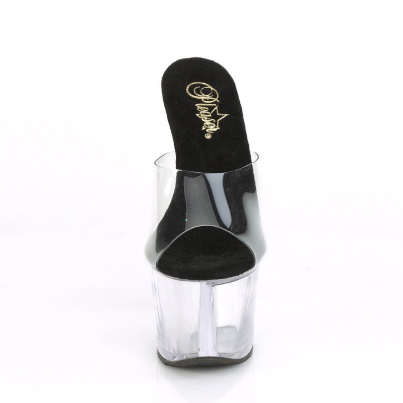 Pleaser Sky-301 Women's Platform Slides Black / Clear | NZ VGKTCW