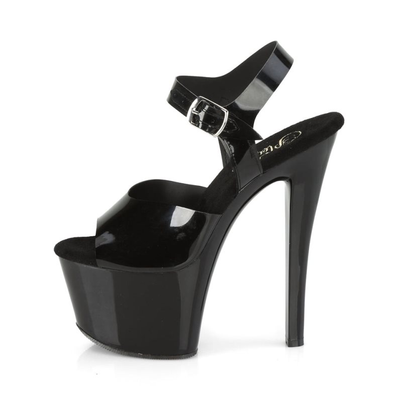 Pleaser Sky-308N Women's Platform Heels Sandals Black | NZ FRJVQB